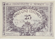 Monaco - Billet 25 centimes 
Type violet, avec timbre sec

G.MCa
Neuf