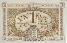 Monaco - Billet 1 franc 
Type brun
Série A / Numéro 305540

G.MCc
SPL+