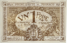 Monaco - Billet 1 franc 
Type brun
Série A / Numéro 303902

G.MCc
SPL+