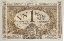 Monaco - Billet 1 franc 
Type brun
Série A / Numéro 303901

G.MCc
SPL