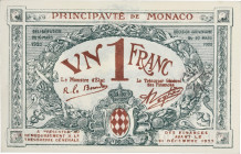 Monaco - Billet 1 franc 
Type bleu
Série A / Numéro 395191

G.MCc
Neuf