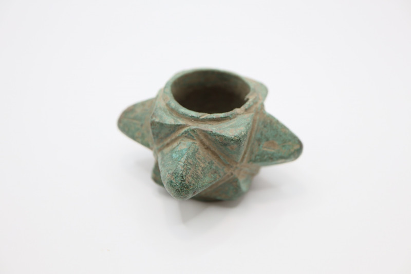 Bronze Age Socketed Mace Head 800,500 BCE
Socketed mace head with light green ...