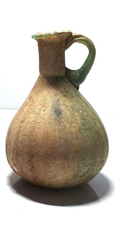 Roman or Parthian Handled Green Glass Sprinkler Flask  1st-2nd Century AD
A sin...