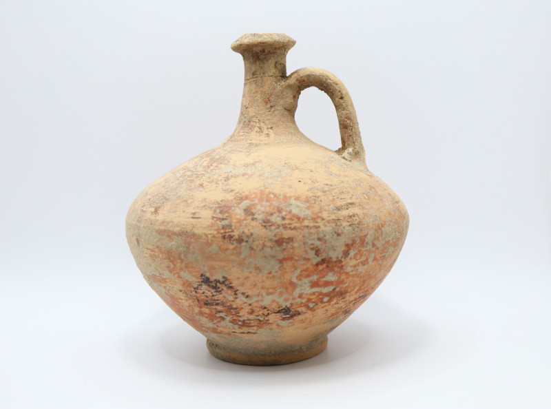 Roman Terracotta Wine Flagon 1st,2nd Century AD
With globular body, thick basal...