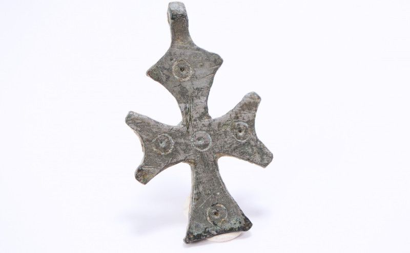 Early Medieval Silvered Pilgrim  Cross Pendant 
10th -12th Century AD
A silvere...