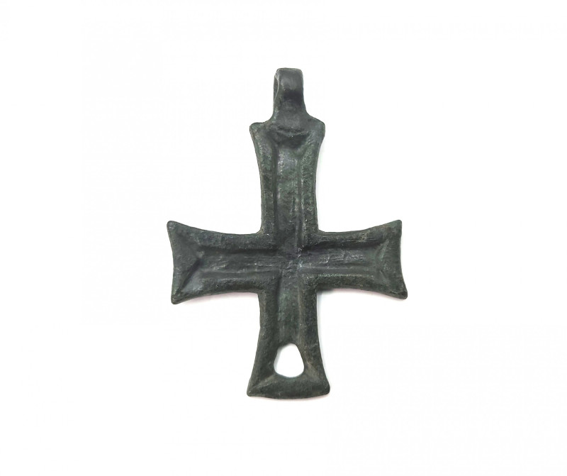 Crusaders Era Bronze Cross Pendant 
12th-13en  Century AD
A bronze cross pendan...