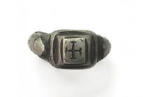 Medieval Silver Ring with Ptent Type Cross 12th, 14en Century AD