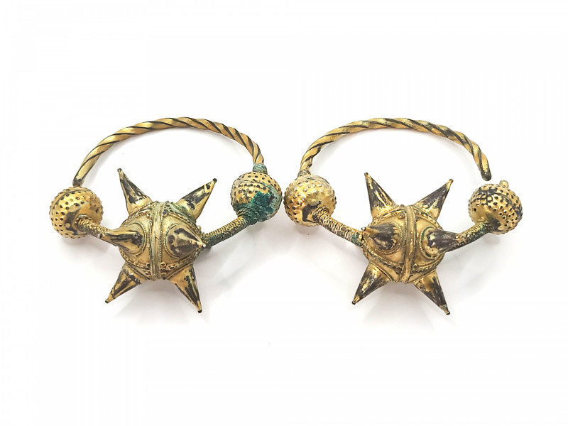 Viking Period Rus  Temple  Earrings Pair 
10th-12th Century AD
Substantial silv...