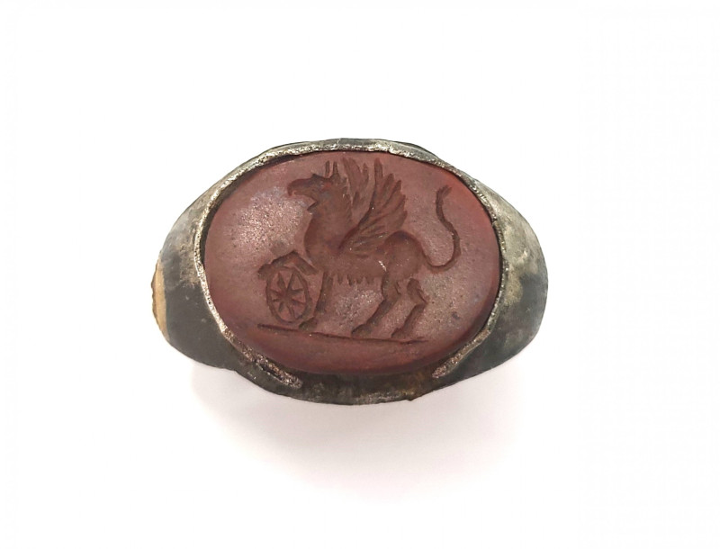 Roman Silver Ring with Griffin  
1st Century  AD
Ancient Roman silver ring with...