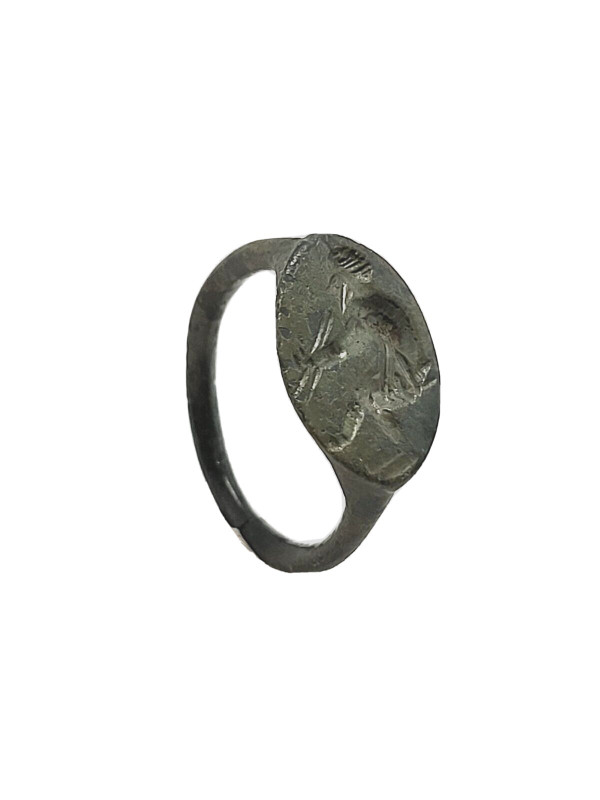 Greek Seal Ring with Playing Pan 
4th-3rd Century B.C.
A copper-alloy ring comp...