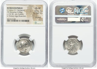 C. Fabius C. f. Hadrianus (ca. 102 BC). AR denarius (20mm, 3.84 gm, 10h). NGC Choice VF 5/5 - 2/5, brushed, scratches. Rome. Turreted, veiled, and dra...