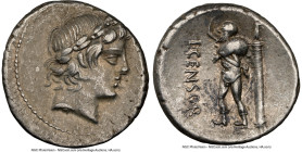 L. Marcius Censorinus (ca. 82 BC). AR denarius (18mm, 4.11 gm, 10h). NGC XF 5/5 - 4/5. Rome. Laureate head of Apollo right / L•CENSOR, Satyr Marsyas w...