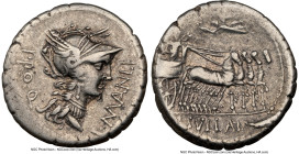 L. Cornelius Sulla, as Imperator (ca. 82 BC), and L. Manlius Torquatus, as Proquaestor. AR denarius (18mm, 5h). NGC Choice VF, bankers mark. Military ...