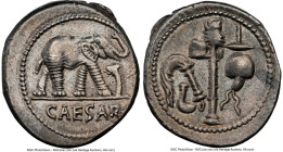Julius Caesar, as Dictator (49-44 BC). AR denarius (19mm, 4.10 gm, 1h). NGC XF 5/5 - 4/5, brushed. Military mint traveling with Caesar in northern Ita...