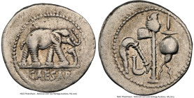 Julius Caesar, as Dictator (49-44 BC). AR denarius (19mm, 4.03 gm, 11h). NGC Choice VF 5/5 - 4/5. Military mint traveling with Caesar in northern Ital...