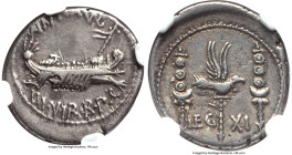 Marc Antony, as Triumvir and Imperator (43-30 BC). AR denarius (18mm, 3.53 gm, 5h). NGC Choice VF 5/5 - 4/5. Legionary issue, mint moving with Antony ...