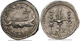 Marc Antony, as Triumvir and Imperator (43-30 BC). AR denarius (18mm, 3.32 gm, 5h). NGC Choice VF 5/5 - 4/5, edge cut. Legionary issue, mint moving wi...