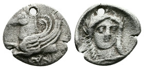 Akarnania, Anaktorion AR Hemidrachm (11mm, 0,97 g.) Circa 350-300 BC. Forepart of Pegasos to left. Rev. Laureate head of Apollo facing slightly to rig...