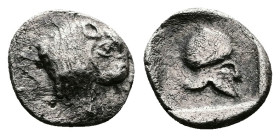 Phokian League, Phokis. Federal coinage. Circa 485 - 480 BC. AR Hemiobol (8,2 mm, 0.45 g.) Profile head and neck of bull to r. with beaded truncation ...