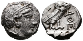 Attica. Athens.Circa 353-294 BC. AR Tetradrachm (22mm, 16,93 g.) Head of Athena to right, wearing crested Attic helmet adorned with three olive leaves...