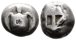 Islands off Attica, Aegina AR Stater. Circa 525-475 BC. Sea turtle. Rev. Square incuse with large skew pattern. Meadows, Aegina, Group IIc; HGC 6, 434...