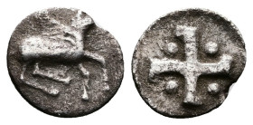 Corinthia, Corinth. Early 4th century BC. AR Obol (9mm, 0,32) Pegasos flying right. Rev. Swastika with pellets. BCD Corinth 206 var; BMC 213 var. Appa...