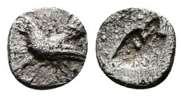 Troas, Dardanos. Circa 475-440 BC. AR Tetartemorion (6mm,0.21 g.). Cock standing left. Rev. Incuse head of calf left. SNG München 173. Nicely toned, v...