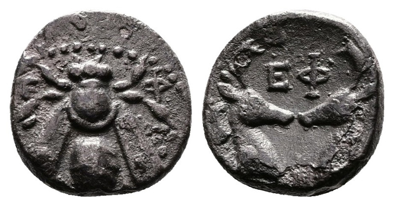 Ionia, Ephesos. Circa 390-325 BC. AR Diobol (9mm, 0.87 g.). E - Φ Bee with strai...