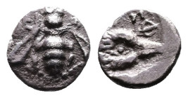 Ionia, Ephesos. Circa 510-500 BC. AR Tetartemorion (6mm, 0.24 g.). E-[Φ] Bee. Rev. EΦ Head of eagle to right; all within incuse square. Karwiese Serie...