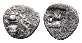 Ionia, Ephesos. Circa 510-500 BC. AR Tetartemorion (6mm, 0.18 g.). [E-Φ] Bee. Rev. [EΦ] Head of eagle to right; all within incuse square. Karwiese Ser...