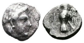 Ionia, Larisa. Circa 400-300 BC. AR Obol (10mm, 0.87g.). Laureate head of Apollo right. Rev. Eagle with spread wings. Unpublished in the standart reff...