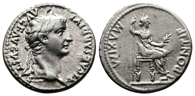 Tiberius augustus (14 – 37 AD). AR Denarius (18 mm, 3,7 g.) struck in Lugdunum 1...