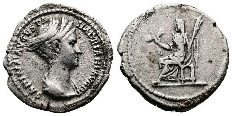 Sabina, 128-136/7 AD. AR Denarius (19mm, 3,2 g.). Rome mint. Struck under Hadria...