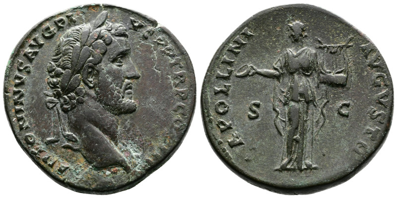 Antoninus Pius augustus, 138 – 161 AD. AE Sestertius (31mm, 23,1 g.). Rome, stru...