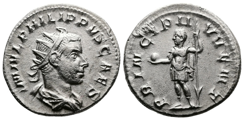 Philip II as Caesar, 244-247 AD. AR Antoninianus (21 mm, 4.53 g.). Rome, 246-247...