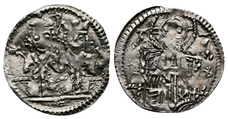 Stefan Uroš IV Dušan, with Elena 1331-1355 AD. Half dinar (Grosso), (15mm, 0,53 ...