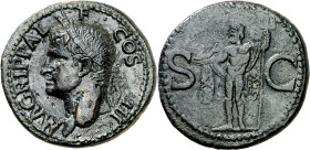 (37-41 d.C.). Agripa. As. (Spink 1812) (Co. 3) (RIC. 58, de Calígula). 10,68 g. MBC.