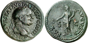 (71 d.C.). Vespasiano. Sestercio. (Spink 2330) (Co. 326) (RIC. 243). 26,53 g. MBC+.