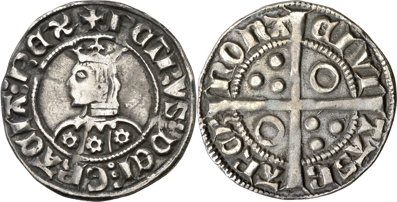 Pere III (1336-1387). Barcelona. Croat. (Cru.V.S. 402.1) (Cru.C.G. 2220d). Flore...