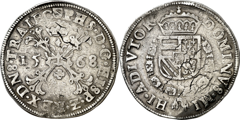 1568. Felipe II. Utrecht. 1 escudo de borgoña. (Vti. 1324) (Vanhoudt 290.UT). Gr...