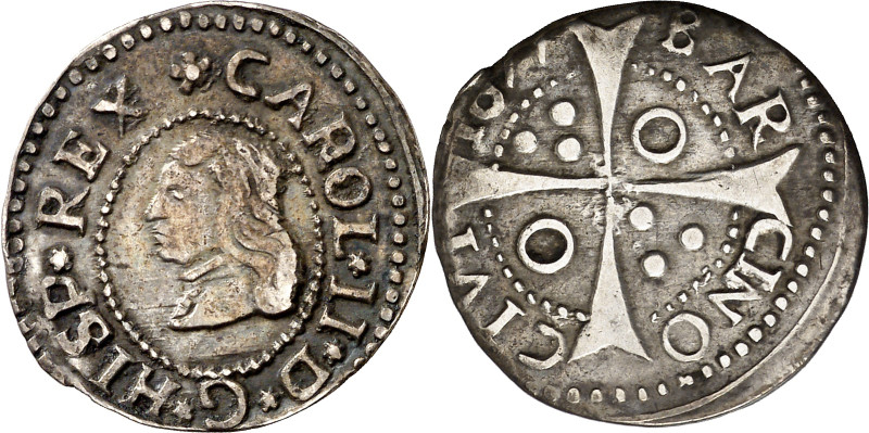 1677. Carlos II. Barcelona. 1 croat. (AC. 208). 2,25 g. MBC-/MBC.