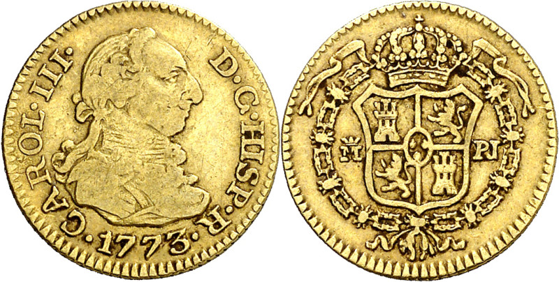 1773. Carlos III. Madrid. PJ. 1/2 escudo. (AC. 1258). 1,74 g. MBC-.