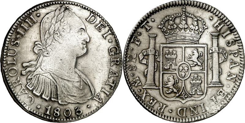 1803. Carlos IV. México. FT. 8 reales. (AC. 977). Limpiada. 26,88 g. MBC+.