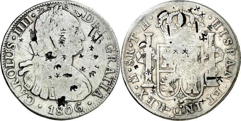 1806. Carlos IV. México. TH. 8 reales. (AC. 984). Resellos orientaes en anverso ...