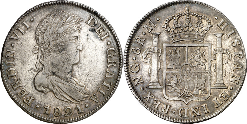 1821. Fernando VII. Guatemala. M. 8 reales. (AC. 1236). Rayitas. Bonita pátina. ...