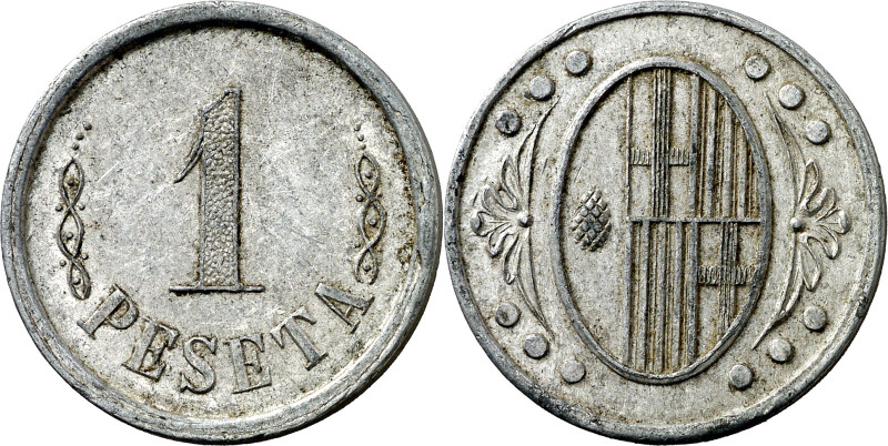 L'Ametlla del Vallès. 1 peseta. (AC. 4). Escasa. 1,73 g. MBC+.