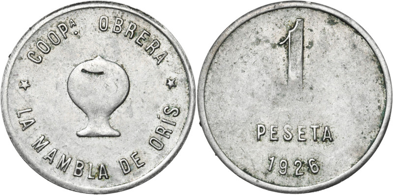 1926. Orís. Cooperativa Obrera 'La Mambla de Orís' 1 peseta. (AC. 2930). 4,86 g....