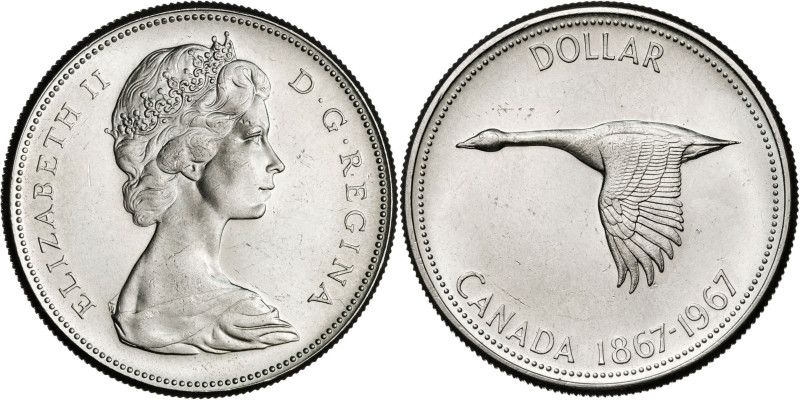 Canadá. 1967. Isabel II. 1 dólar. (KM. 70). Centenario de la Confederación. AG. ...