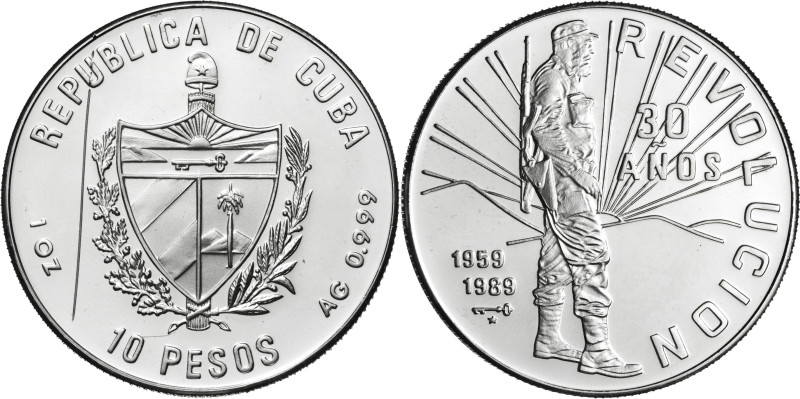 Cuba. s/d (1989). 10 pesos. (KM. 241.1). 30º Aniversario de la Revolución. Fidel...