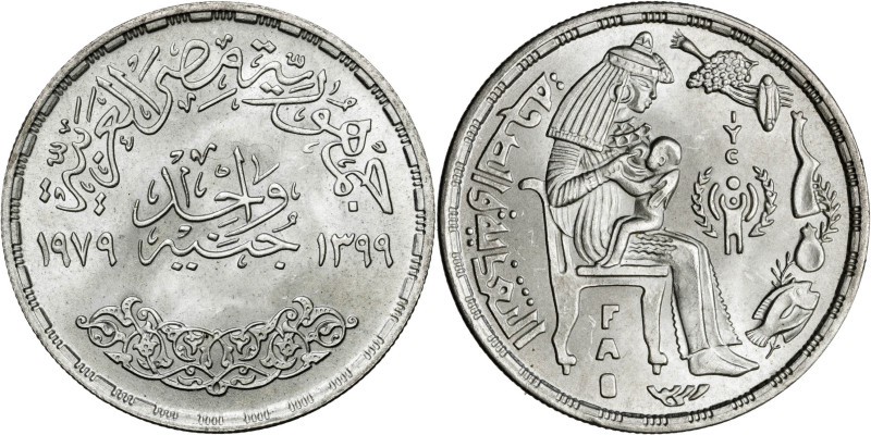 Egipto. AH 1399/1979. 1 libra. (KM. 489). F. A. O. 15,14 g. EBC.